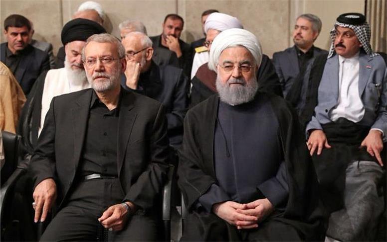 روحانی و لاریجانی در مراسم بزرگداشت رئیس جمهور