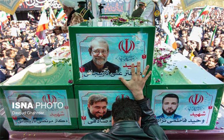 مراسم تشییع «علی لاریجانی»، «غلامرضا سلیمانی» و قهرمانان «ناو دنا» برگزار شد