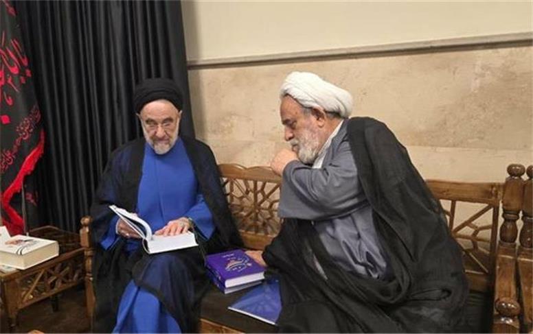 سید محمد خاتمی به دیدار شیخ حسین انصاریان رفت + عکس