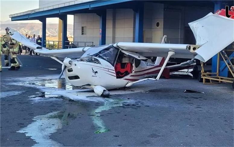 برخورد هواپیمای سبک با یک ساختمان در فرودگاه تبریز
