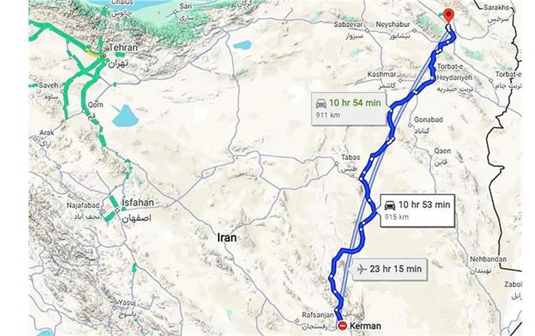 مسیر کرمان تا مشهد؛ فاصله، زمان سفر و شهرهای بین مسیر