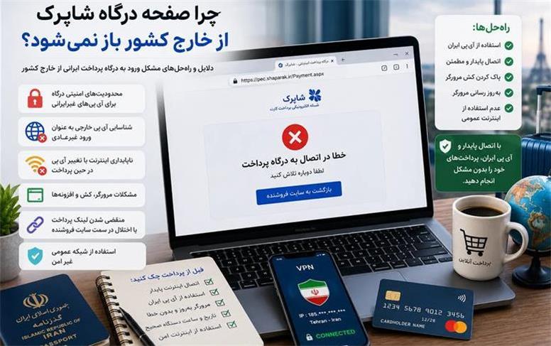 چرا صفحه درگاه شاپرک از خارج کشور باز نمی‌شود؟