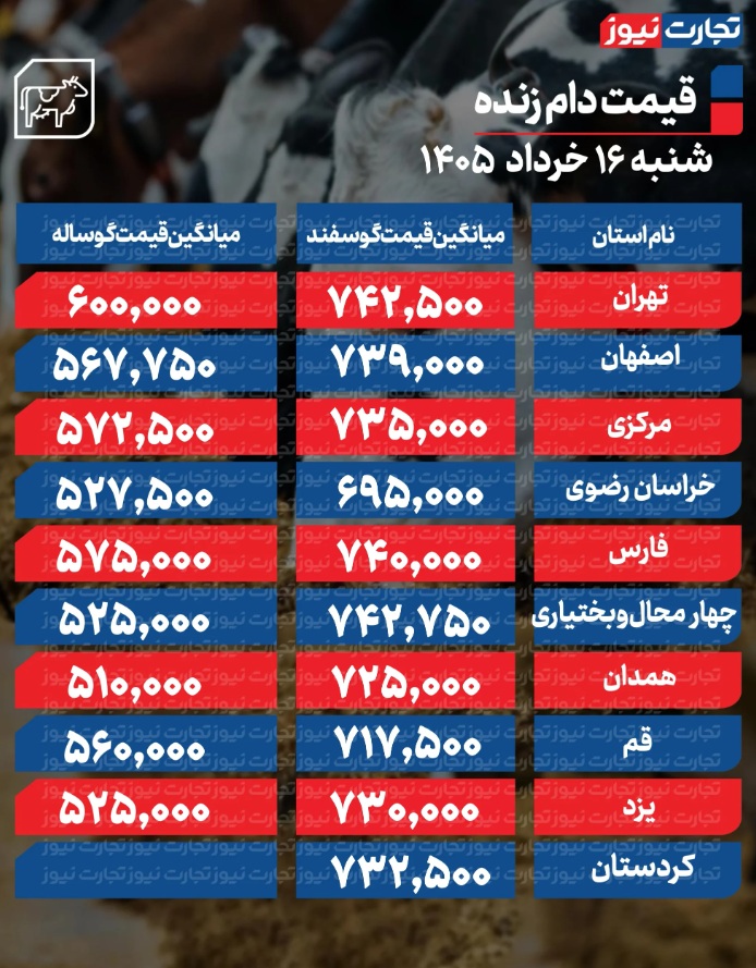 قیمت دام زنده امروز 